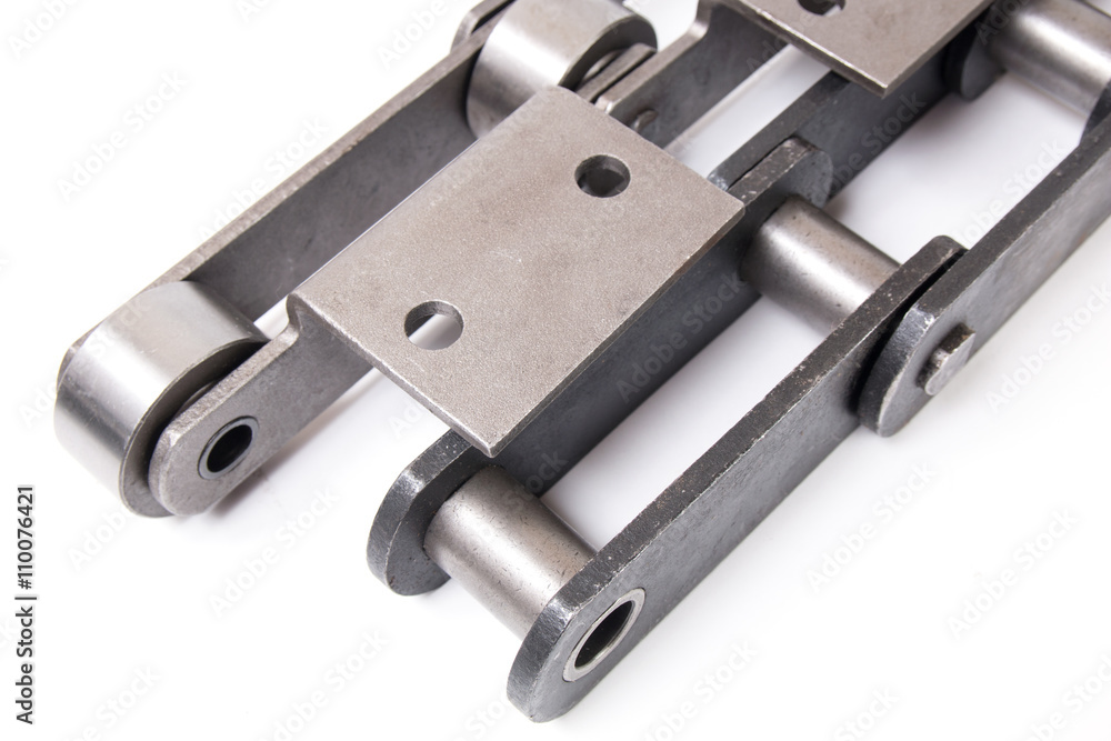 Pulling block conveyor chain isolated on white background Pulling block conveyor chain isolated on white background