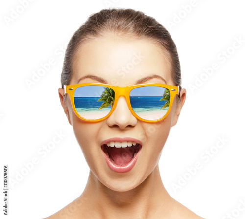 Wallpaper Mural happy screaming teenage girl in shades Torontodigital.ca