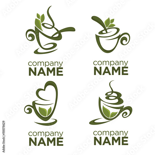 herbal green tea, vector collection of logo, symbols and emblems