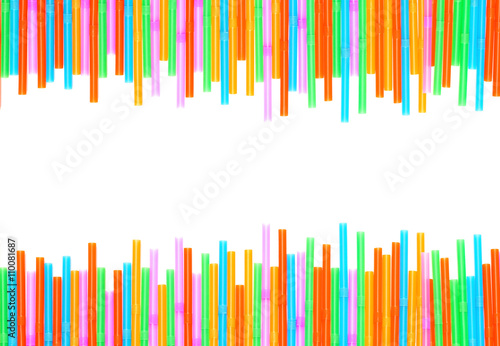 Colorful drinking straws white background