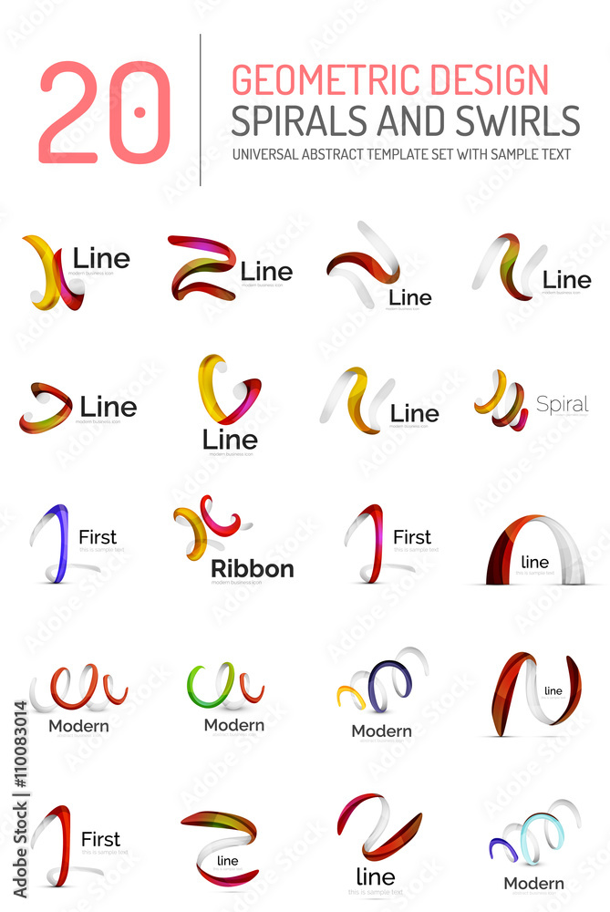 Logo collection, ribbon waves, swirls, spirals Logo collection, ribbon waves, swirls, spirals