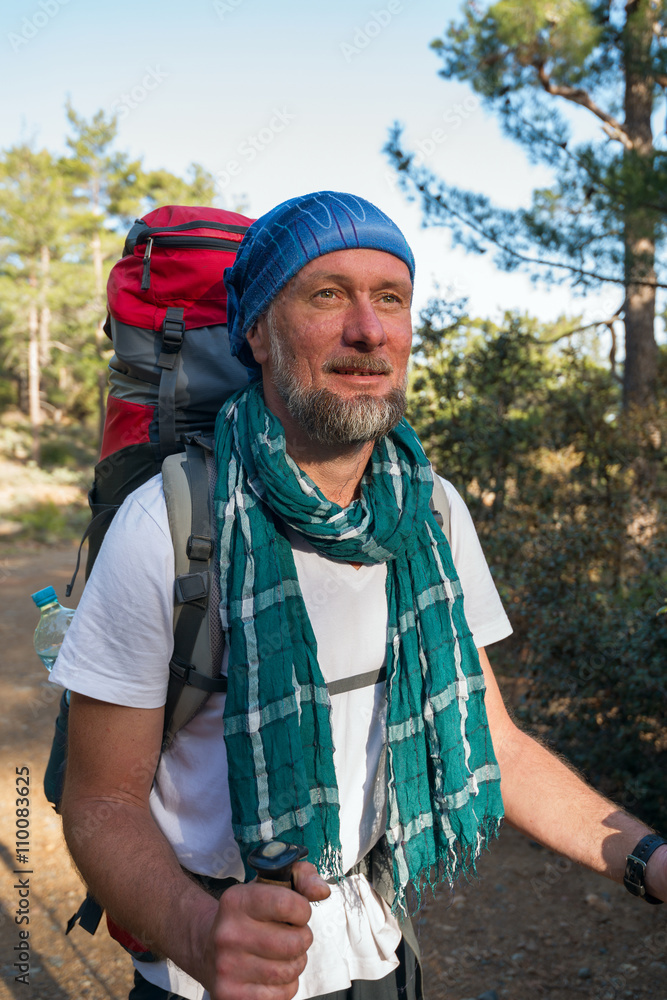 Portrait of bearded hiker