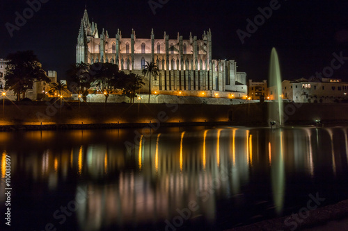 Palma de Mallorca cathedral at night