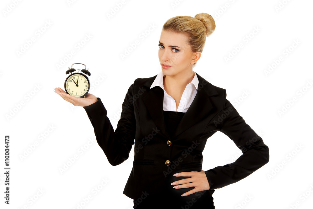 Businesswoman with clock - time concept Businesswoman with clock - time concept