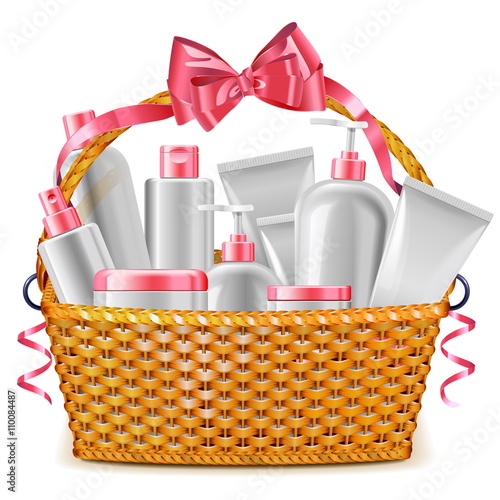 Vector Gift Basket with Cosmetics