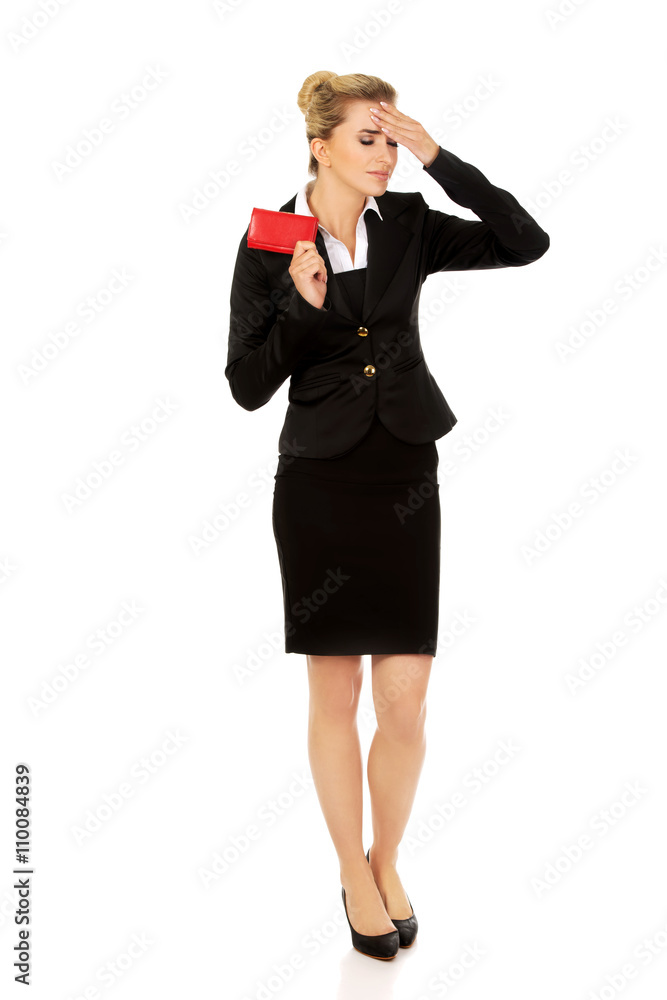 Young caucasian woman with empty wallet - broke Young caucasian woman with empty wallet - broke