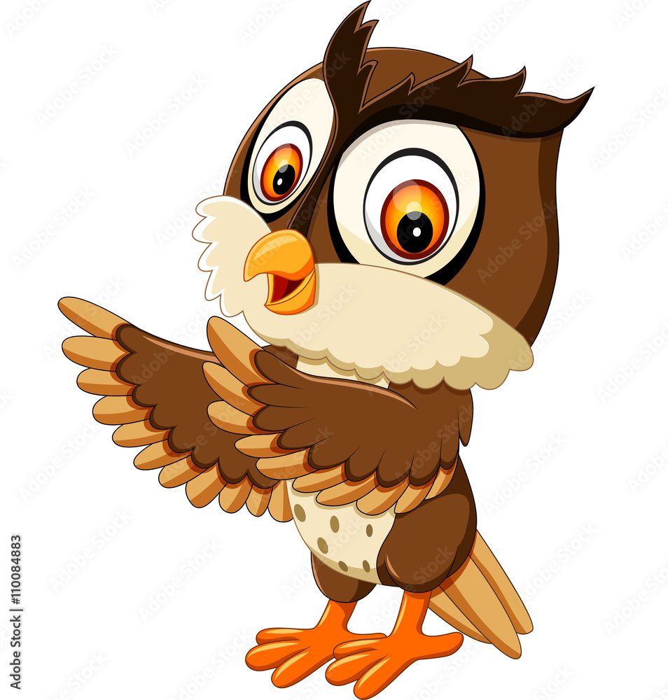 illustration of cute owl cartoon - obrazy, fototapety, plakaty 