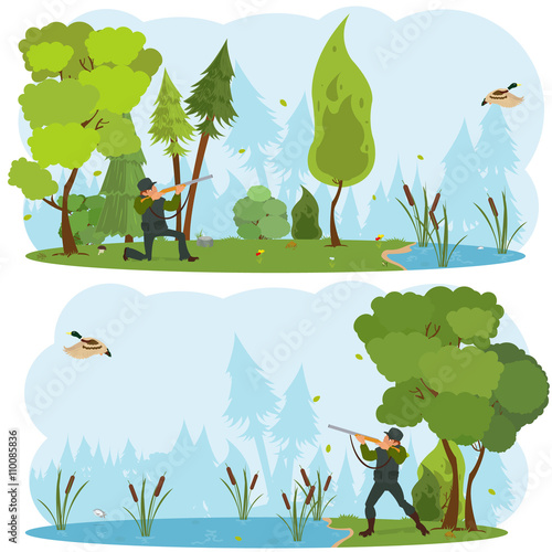 hunter with gun on a duck hunt.