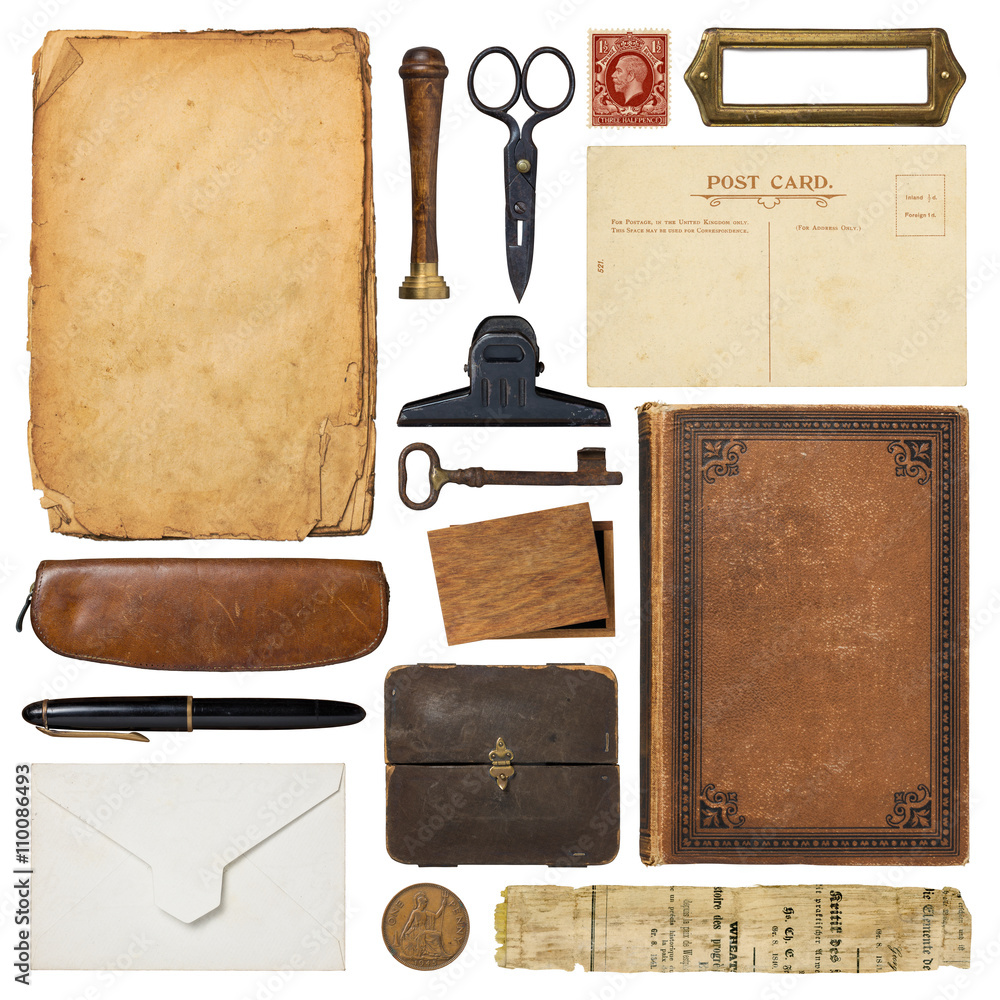 Vintage Office Supplies Elements Kit 1 60 Printable Vintage Business Items  BONUS: Two 8.5 X 11 Jpgs of All Images 5x6 VC65 (Download Now) 