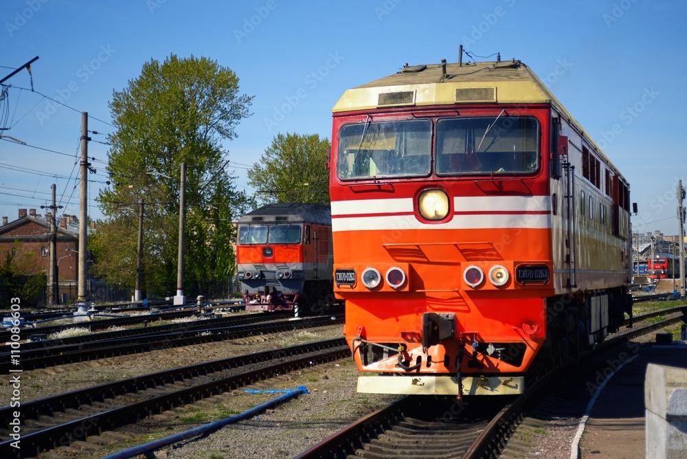 Obraz Locomotive train on rails