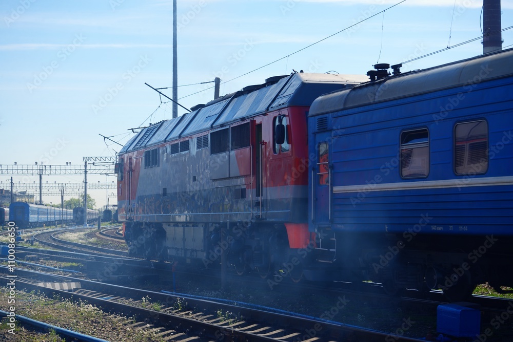 Fototapeta premium Locomotive train on rails
