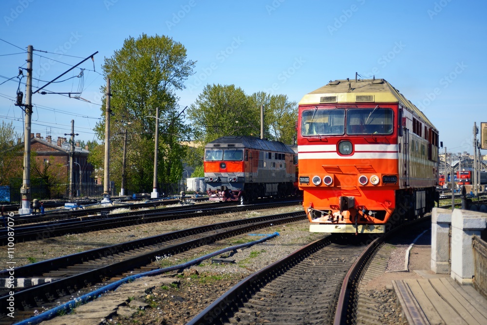 Locomotive train on rails
