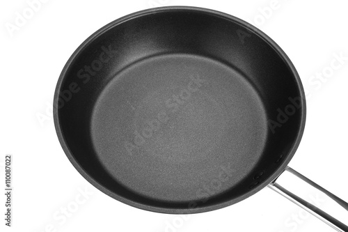 Non-stick Frypan With Shinny Handle Isolated On White, Top View