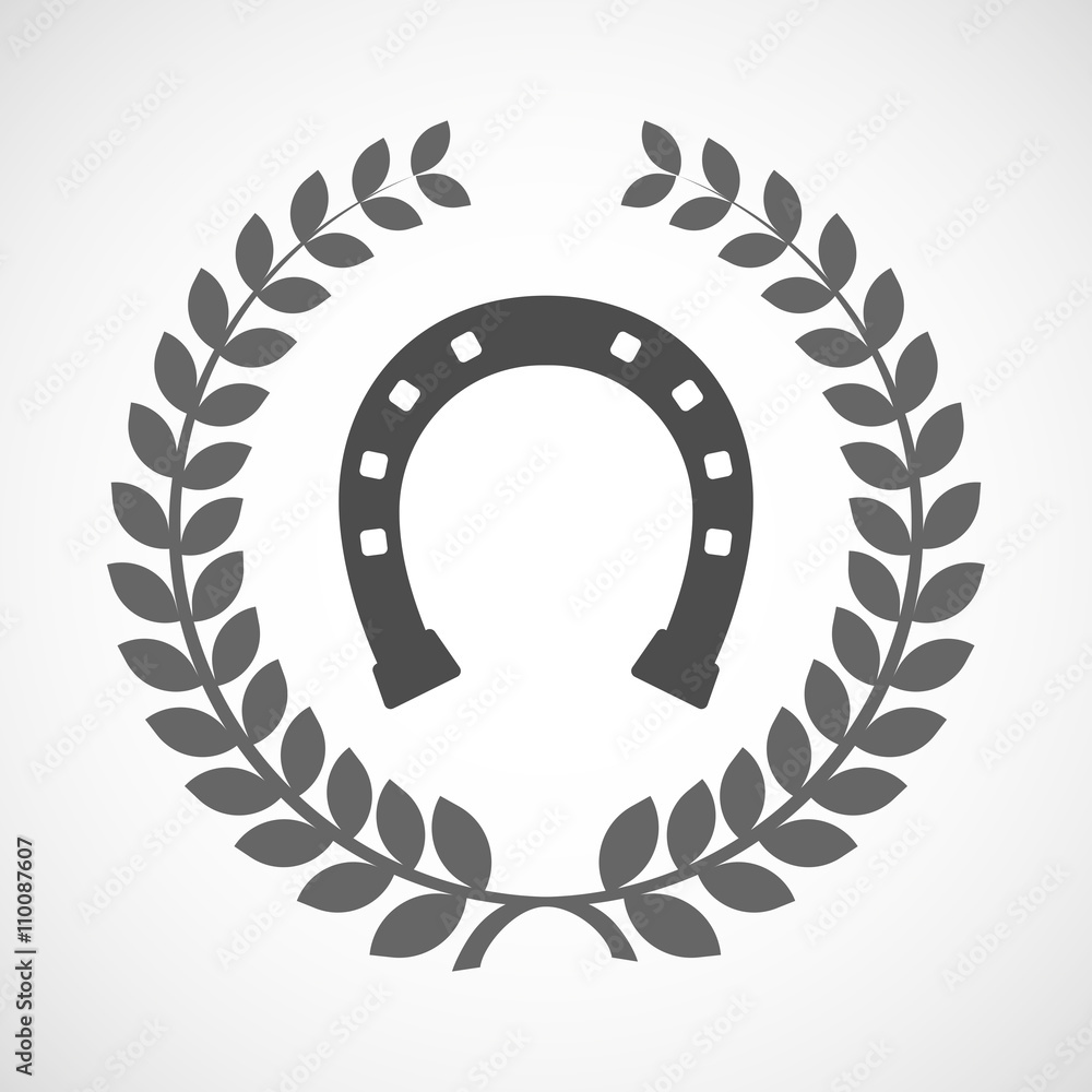 Isolated laurel wreath icon with a horseshoe sign Isolated laurel wreath icon with a horseshoe sign