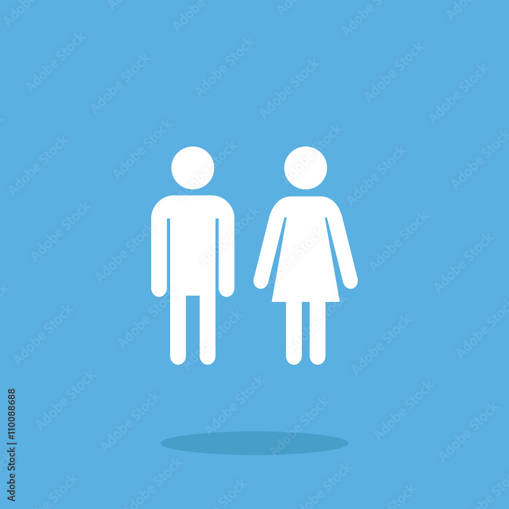 Vector man and woman icon. White man and woman pictogram. Modern flat design vector illustration Vector man and woman icon. White man and woman pictogram. Modern flat design vector illustration