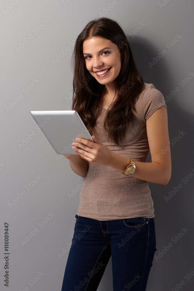Happy woman with tablet Happy woman with tablet