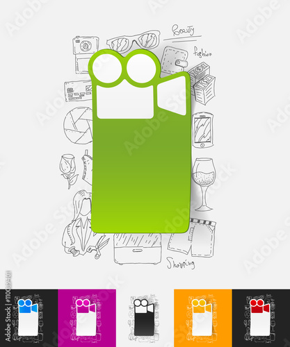 video paper sticker with hand drawn elements