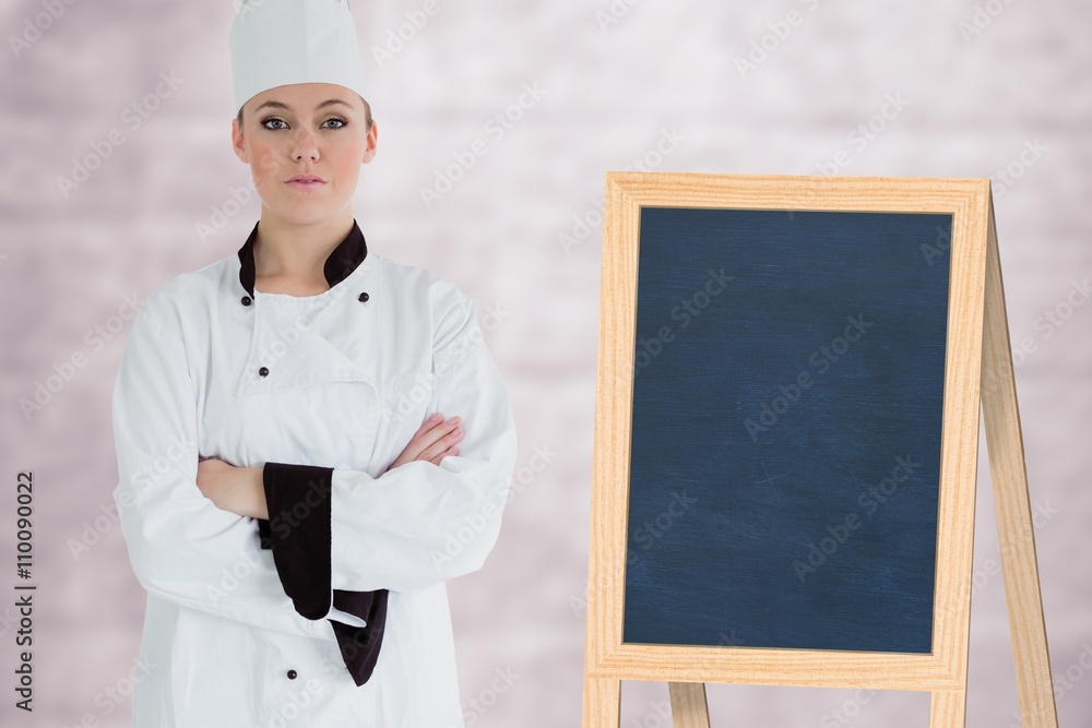 Composite image of portrait of confident female chef Composite image of portrait of confident female chef