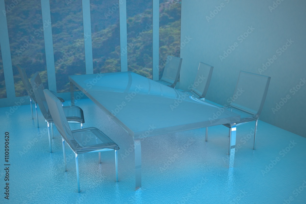 Meeting room with glass chairs