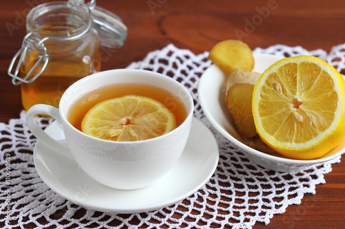 Ginger tea with lemon.