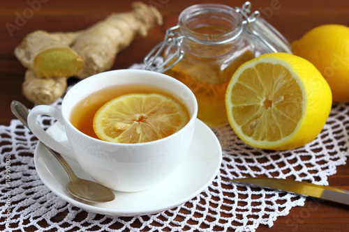 Ginger tea with lemon.