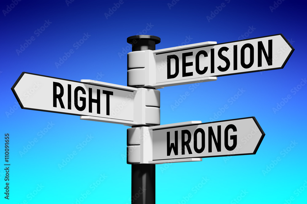3D illustration/ 3D rendering - signpost with three arrows - decision 3D illustration/ 3D rendering - signpost with three arrows - decision