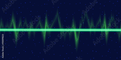 Sound waves oscillating glow, neon light.  Abstract technology background , vector illustration