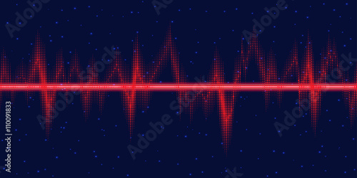 Sound waves oscillating glow, neon light.  Abstract technology background , vector illustration