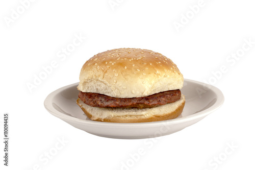 hamburger on a small plate
