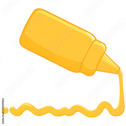 Mustard spilling from bottle. Vector illustration