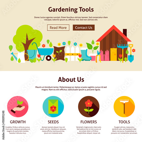 Gardening Tools Flat Web Design Template