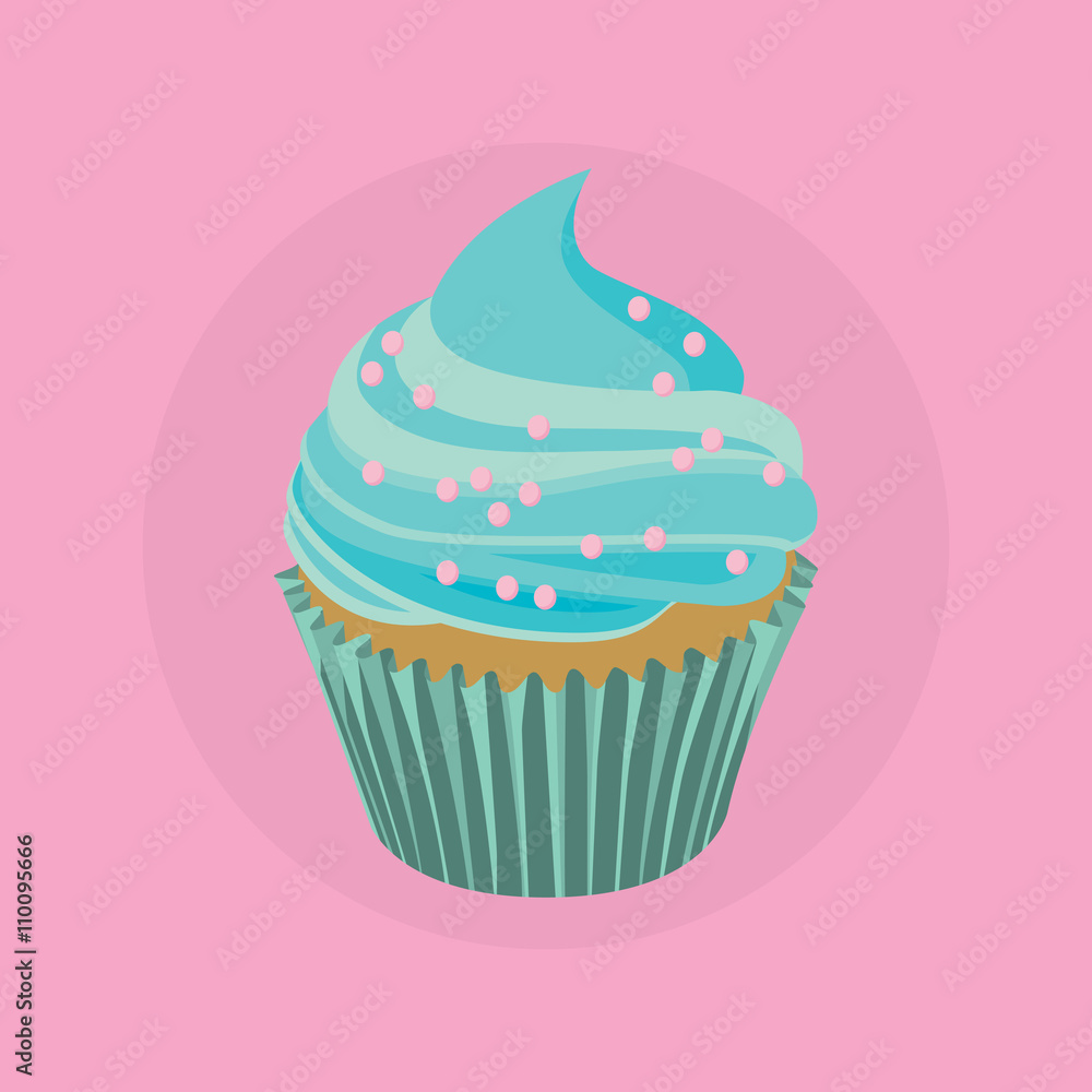 cupcake single isolated with blue color and pink background cupcake single isolated with blue color and pink background