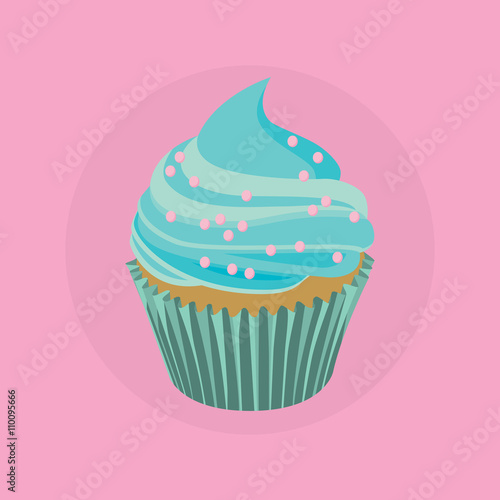 cupcake single isolated with blue color and pink background