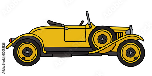 Vintage yellow roadster / Hand drawing, vector illustration