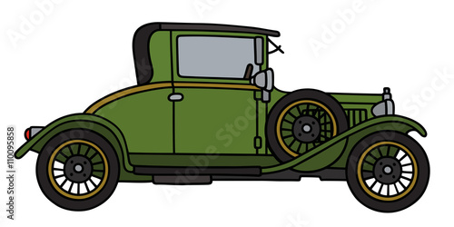 Vintage green coupe   Hand drawing  vector illustration
