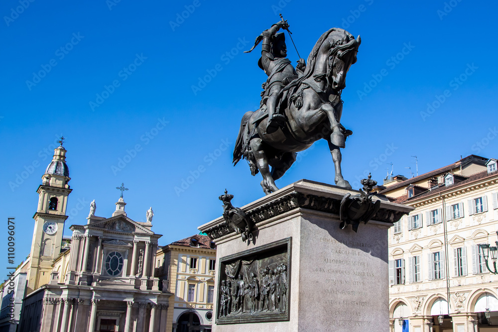Equestrian statue of Emanuele Filiberto in Turin, Italy