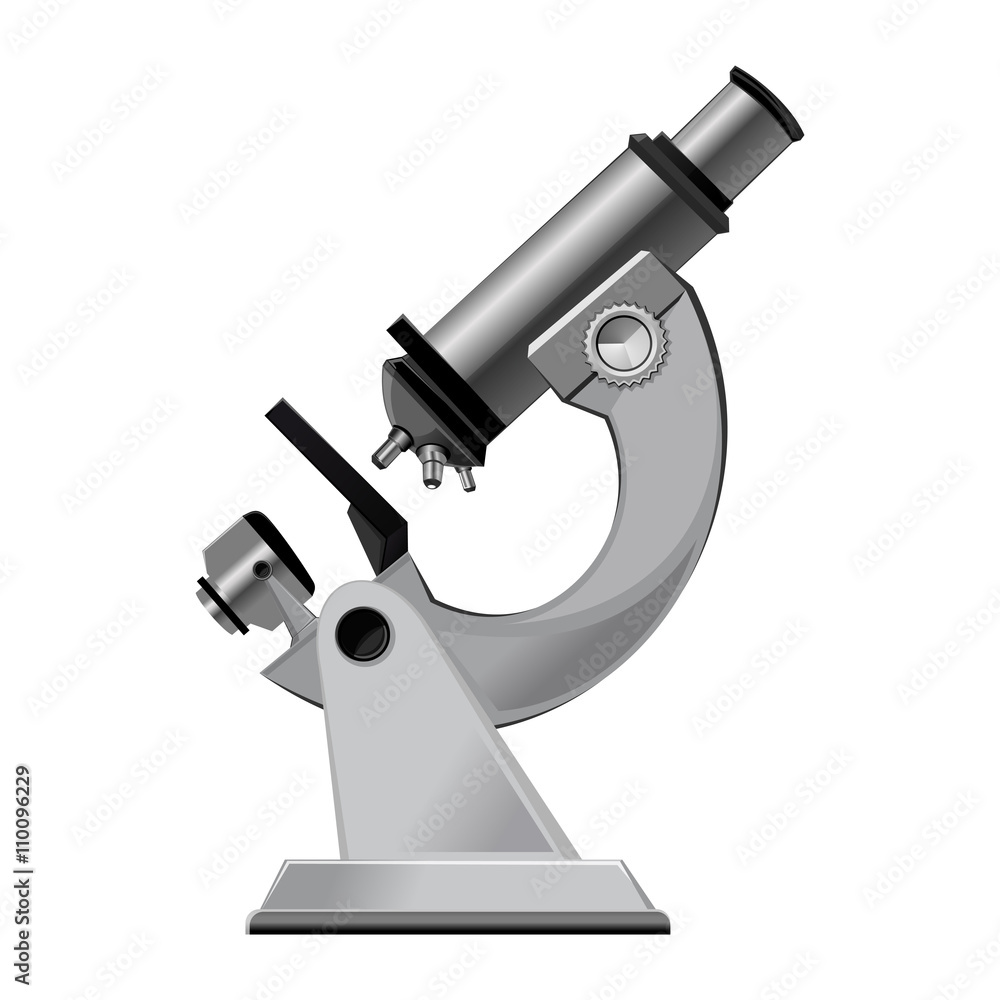 Laboratory microscope isolated on a white background. Microscope, vector illustration