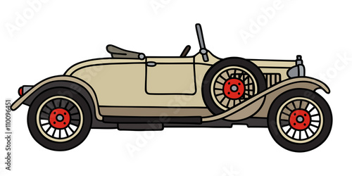 Vintage cream roadster / Hand drawing, vector illustration
