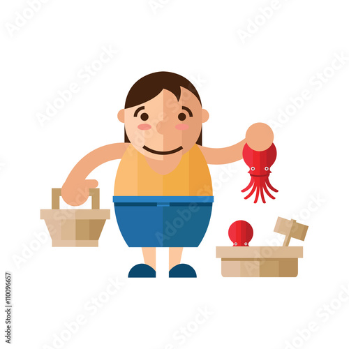 shopping fresh red squids