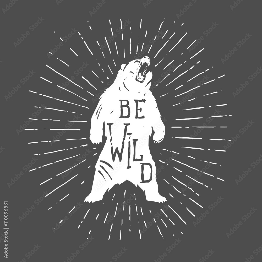 Obraz premium Bear vintage illustration with slogan