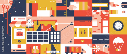 E-commerce mobile shop online abstract background