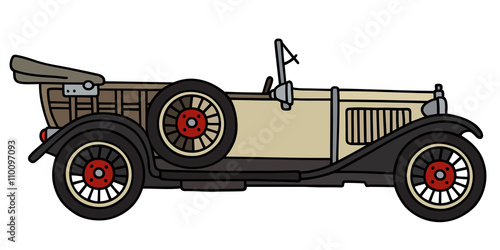 Vintage cream cabriolet / Hand drawing, vector illustration