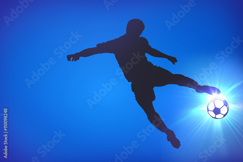 Silhouettes of footballers on the blue background © Microstocker