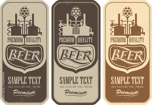 Beer labels with the brewery machine to make beer