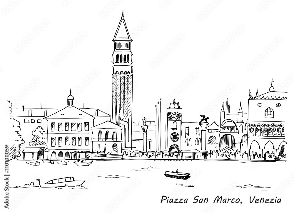 Piazza San Marco with Campanile and Doge Palace. Venice, Italy