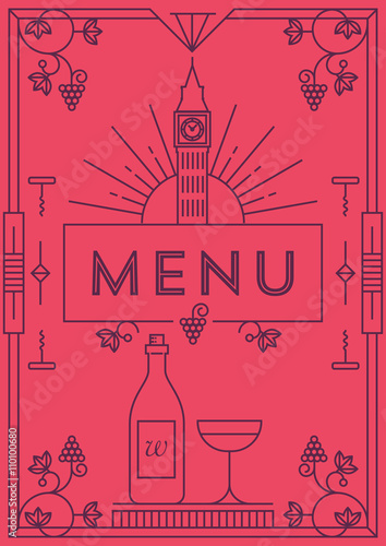 Trendy Wine Menu Design with Linear Icons