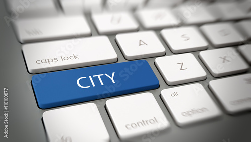 Word "CITY" on a key on a modern keyboard