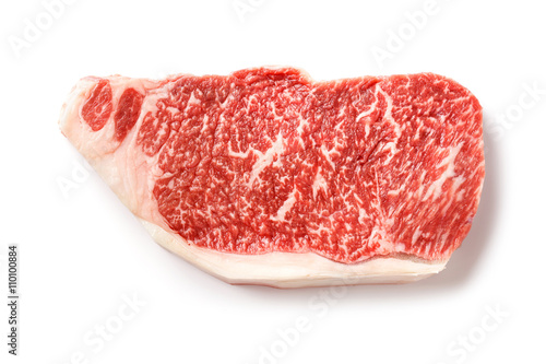 Wagyu striploin steak isolated on white