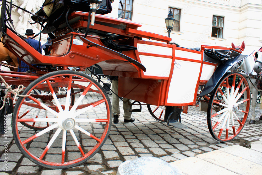 Horse-driven carriage at Hofburg palace, Vienna