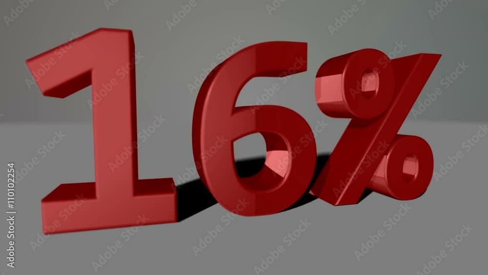 Red growing 3D numbers, counting up to 66% including luma matte Red growing 3D numbers, counting up to 66% including luma matte